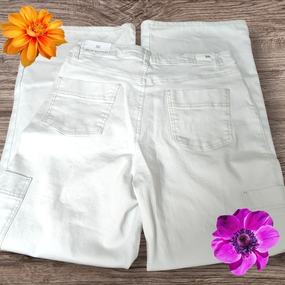 NWT Blue Revival Wide Leg White Denim Pants, 30 - Picture 3 of 5